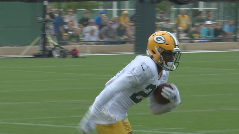 Patrick Taylor at training camp vying for the Packers final running back spot.