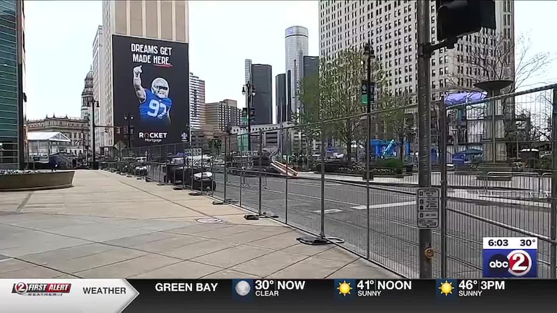 Traffic in downtown Detroit is shut down for the 2024 NFL Draft