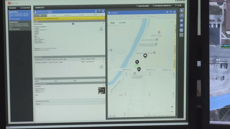 Smart911 display in the Fond du Lac County dispatch center (WBAY photo)