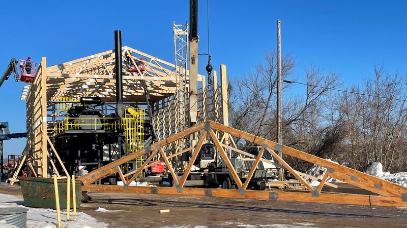 Construction of a biomass boiler in Laona in Forest County