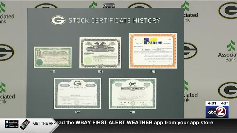 Green Bay Packers stock certificates through the years