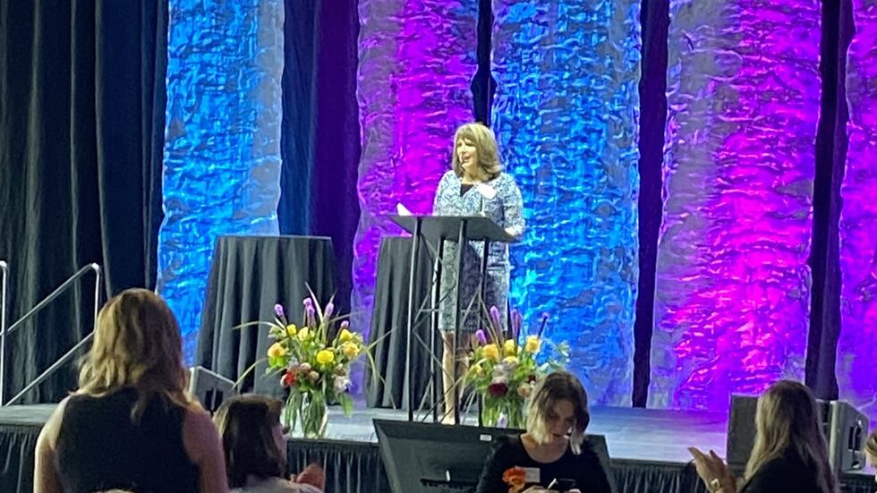 Action 2 News anchor Cami Rapson emcees the Power of the Purse fundraiser at the Resch Expo...