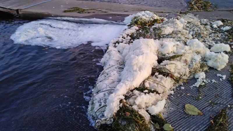 Foam present in Starkweather Creek in October shows elevated levels of PFAS.(Photo: WI DNR)