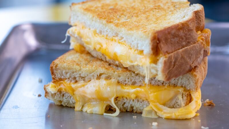 Steve's Meltdown's Forever Young Grilled Cheese is made with Colby, American and mozzarella...