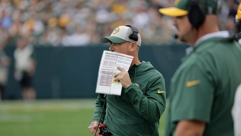 Green Bay Packers head coach Matt LaFleur during an NFL football game Sunday, Sept. 24, 2023,...