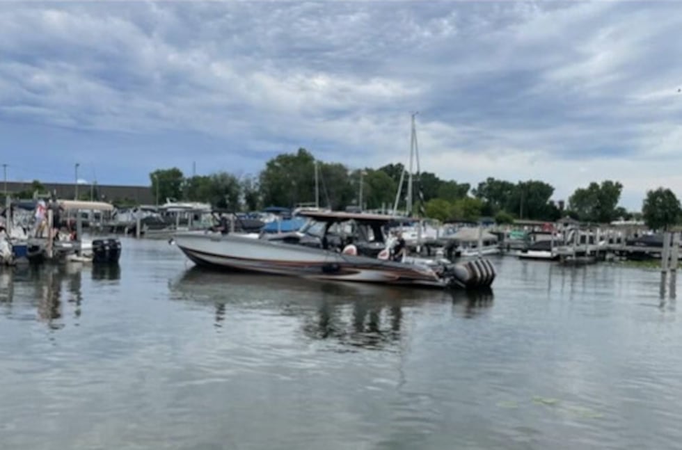 A powerboat involved in a crash on the Fox River.